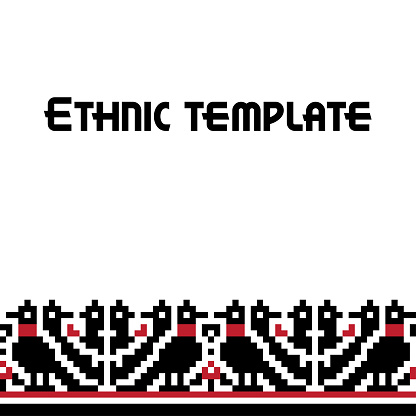 Ethnic template for cards, invitations, banners with Ukrainian national pattern, vector