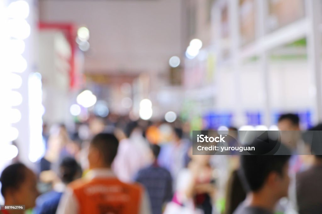 Defocus background of public exhibition in trade show . Abstract background used for business. Tradeshow Stock Photo