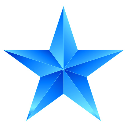 Christmas Star blue - 5 point star - isolated on white - vector illustration