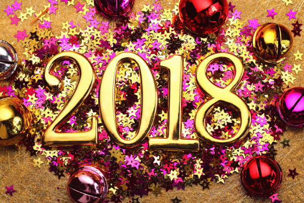 istock Gold 2018 and colorful decoration. 881969906