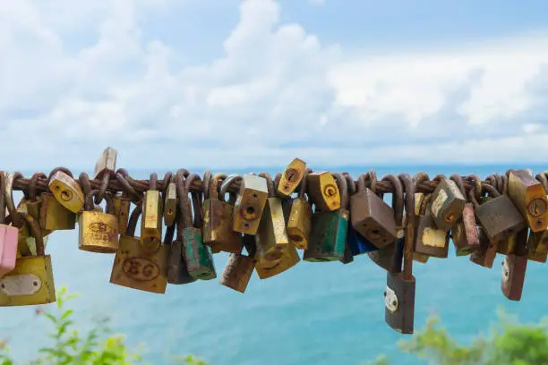 Photo of CHANTABURI - THAILAND - JULY 1 2017 - Love padlock at view point  