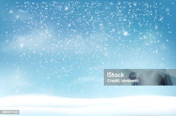 Holiday Christmas Background Un Flocons De Neige Et Le Paysage Vector Vecteurs libres de droits et plus d'images vectorielles de Fond