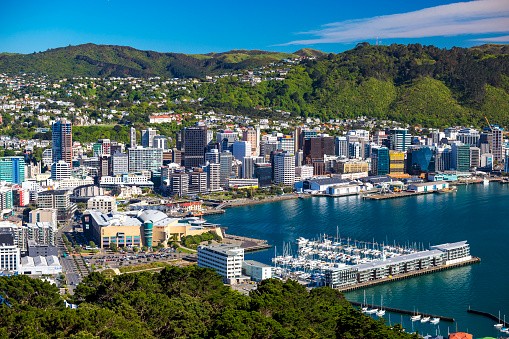 Wellington, New Zealand - October 16, 2017 View of Wellington from Mount Victoria. North Island / New Zealand