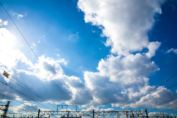 Blue sky and clouds from the train station.