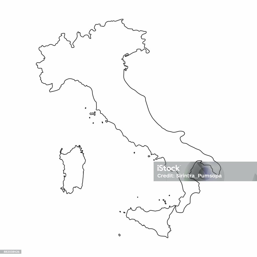 Italy map outline graphic freehand drawing on white background. Vector illustration Italy stock vector