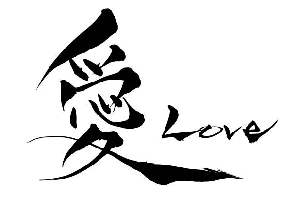 Calligraphy Love and Japanese text Love