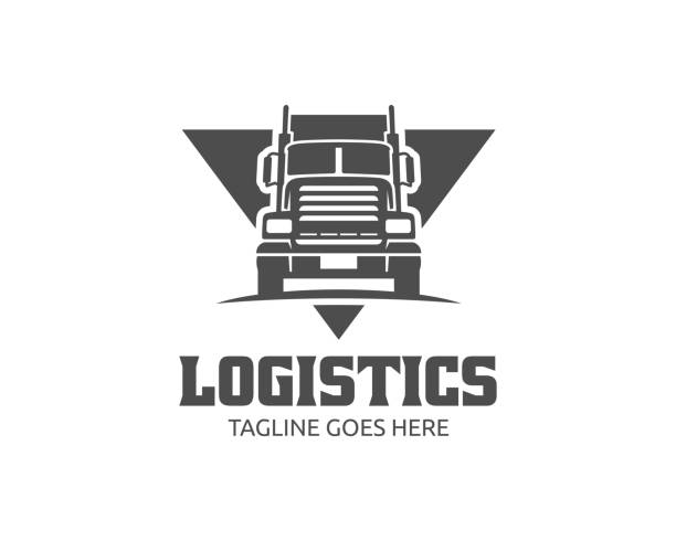 szablon ilustracji dla ciężarówek, idealny do dostaw, ładunków i logistyki - truck trucking business wheel stock illustrations