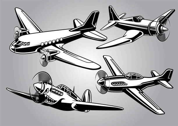 ilustraciones, imágenes clip art, dibujos animados e iconos de stock de colección de aviones militares de la guerra mundial 2 - allied forces illustrations