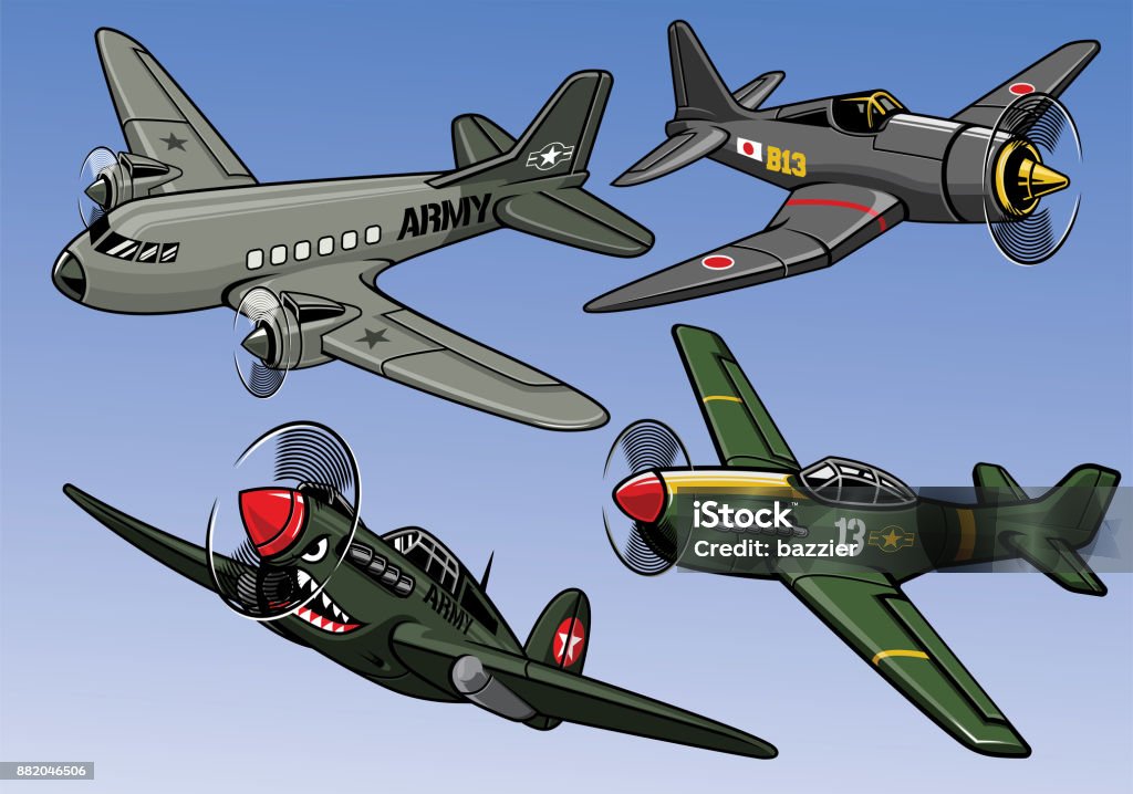 Memoria menta Profesión Ilustración de Colección De Aviones Militares De La 2ª Guerra Mundial A  Todo Color y más Vectores Libres de Derechos de Bombardero - iStock