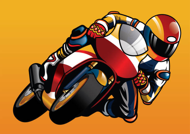 스포츠 오토바이 타고 - motor racing track motorcycle sports race competition stock illustrations