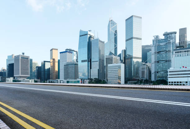 istock empty urban road in downtown,Hong Kong 882046548