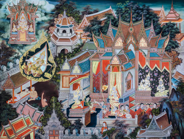 istock Buddhist temple mural painting art 882057398