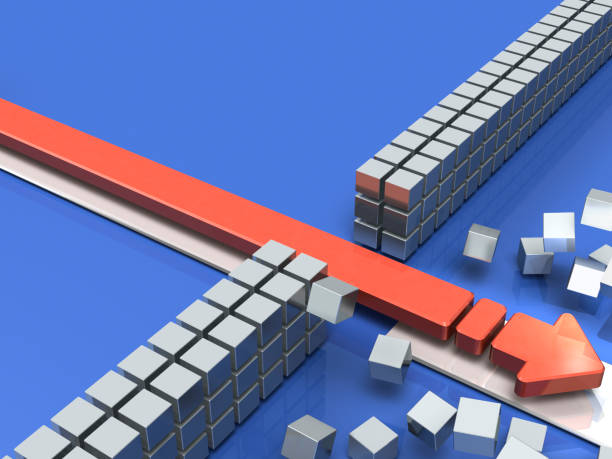 istock An arrow breaking through an obstacle indicates success. 882068104