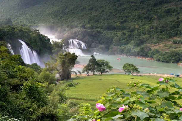 Photo of Image of Ban Gioc waterfall flows down in Cao Bang province, Vietnam.