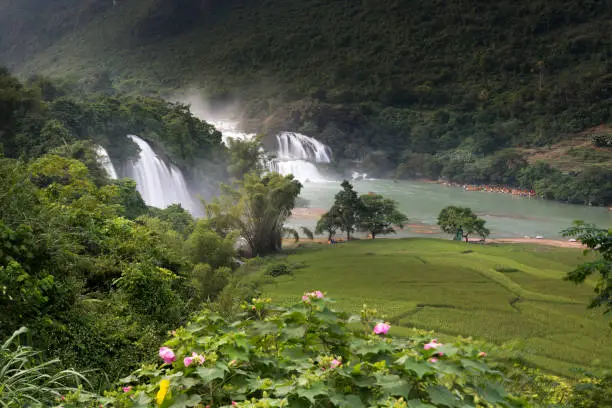 Photo of Image of Ban Gioc waterfall flows down in Cao Bang province, Vietnam.