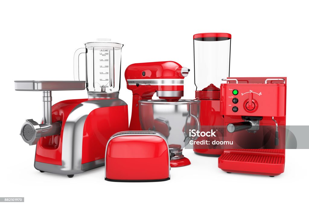 https://media.istockphoto.com/id/882101970/photo/kitchen-appliances-set-red-blender-toaster-coffee-machine-meat-ginder-food-mixer-and-coffee.jpg?s=1024x1024&w=is&k=20&c=LQFrVtdyT8GuwGlk9UCpdCc0qsIH32aX7KPB9wGKNpU=
