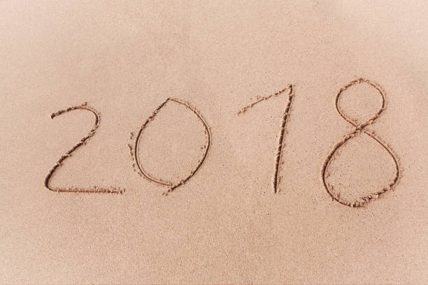 istock 2018 New Year Written at the Sand Beach. 882102382