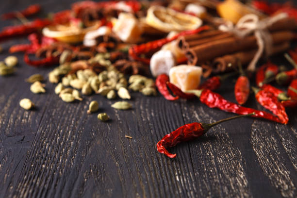 istock Spices and herbs on a black background 882107028