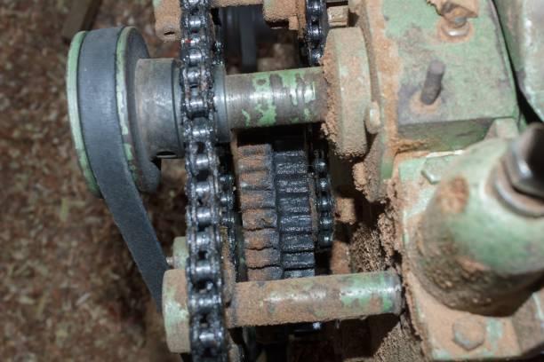 istock Gear and chain in machinery. 882111736