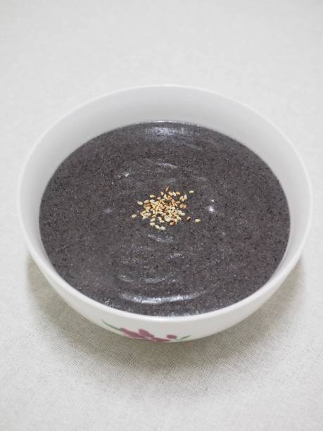 Asian food Black Sesame Porridge, Black rice gruel