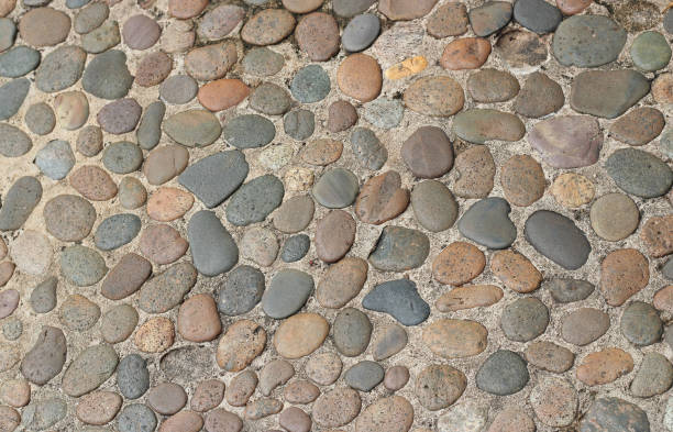 istock Decorative floor pattern of gravel stones 882115148