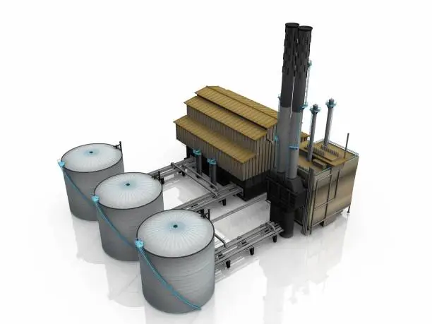 Oil  factory on white background