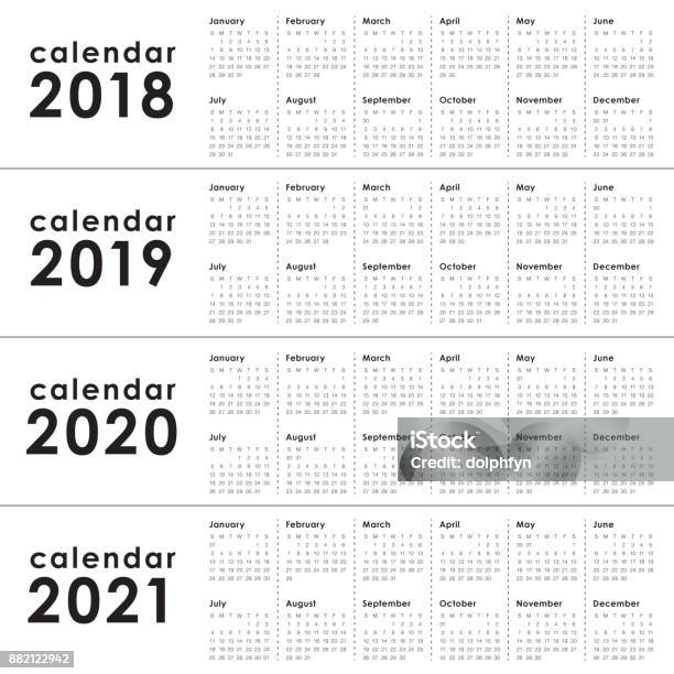 Ilustración de Vector De Calendario Año 2018 2019 2020 2021 y más Vectores Libres de Derechos de 2018 - 2018, 2019, 2020