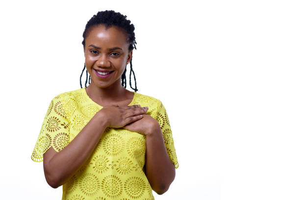 istock Young woman showing her heartfelt gratitude 882127034
