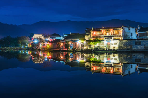 istock Chinese ancient villages at night 882129054