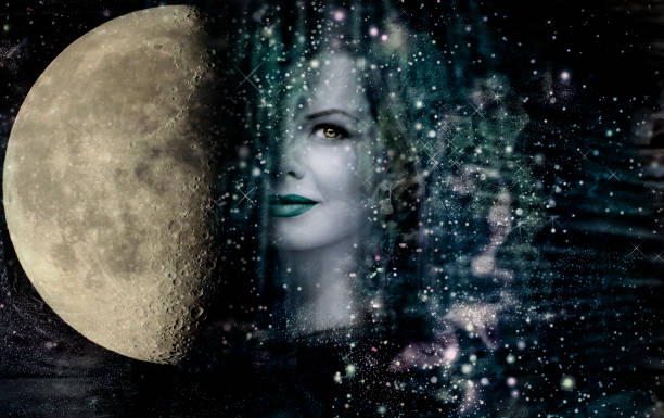 istock Woman ,Moon and Universe 882131994