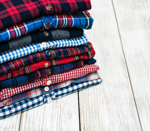 istock stacks of checkered shirts 882137136