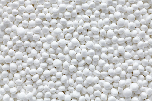 Styrofoam balls creating abstract texture or background.