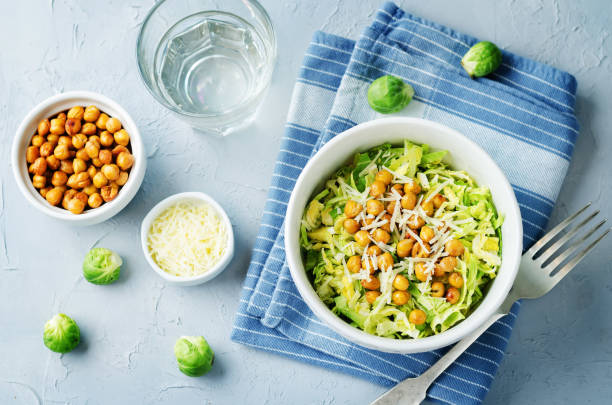 istock Shreded Brussels sprouts roasted chickpeas Parmesan salad 882138382