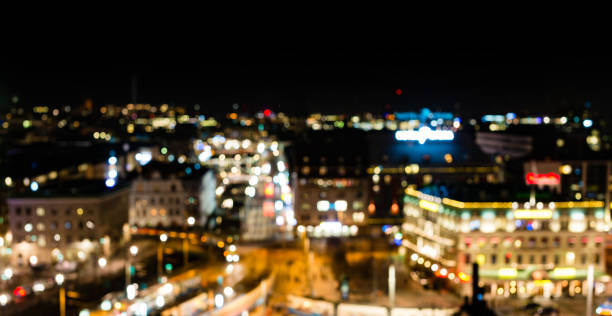 istock Abstract city night light with bokeh and defocused background 882144666