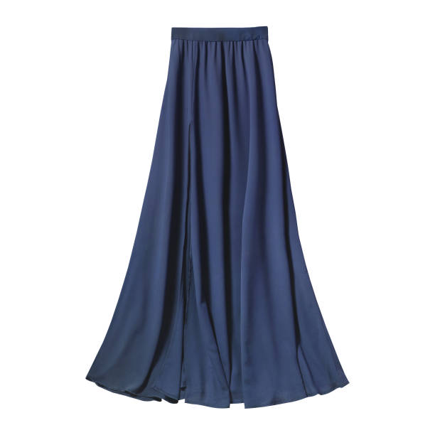 istock Navy blue airy subtle long elegant maxi skirt isolated white 882157052