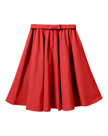 Falda roja elegante con moño de cinta aislado en blanco photo