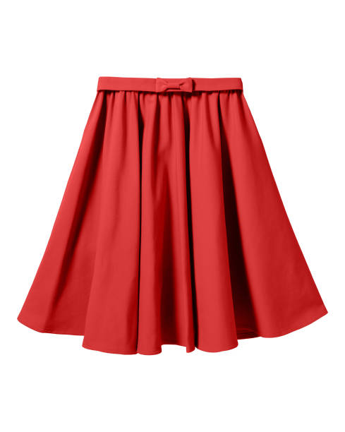 red elegant skirt with ribbon bow isolated on white - skirt imagens e fotografias de stock