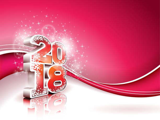 istock Vector Happy New Year 2018 Illustration on Shiny Red Background with 3d Number. Holiday Design for Premium Greeting Card, Party Invitation or Promo Banner. 882162878
