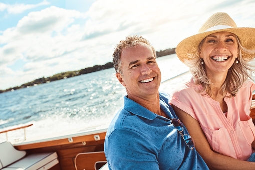 Portrait of a mature couple enjoying a relaxing boat ride