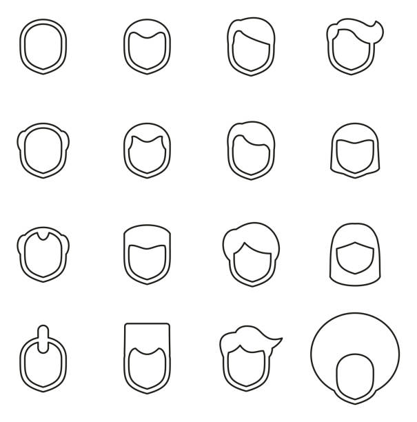 Male Haircut or Hairstyle Icons Thin Line Vector Illustration Set This image is a vector illustration and can be scaled to any size without loss of resolution. rockabilly boys stock illustrations