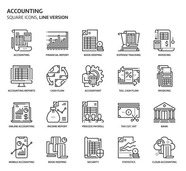 会計、正方形のアイコンを設定 - investment symbol stock exchange computer icon点のイラスト素材／クリップアート素材／マンガ素材／アイコン素材