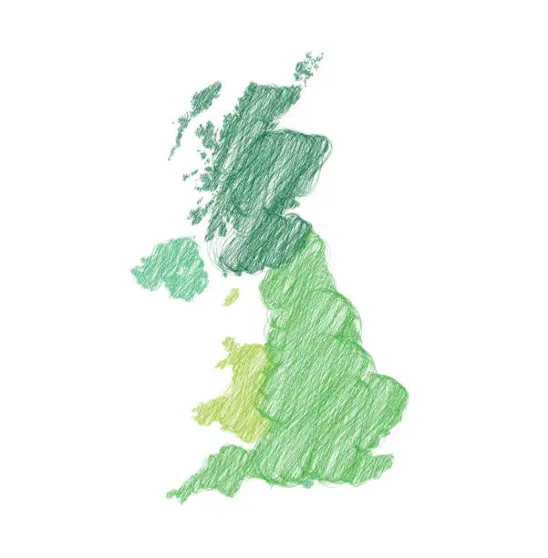 Vector illustration of Scribble Map of the UK with England, Scotland, Wales, Nothern Ireland