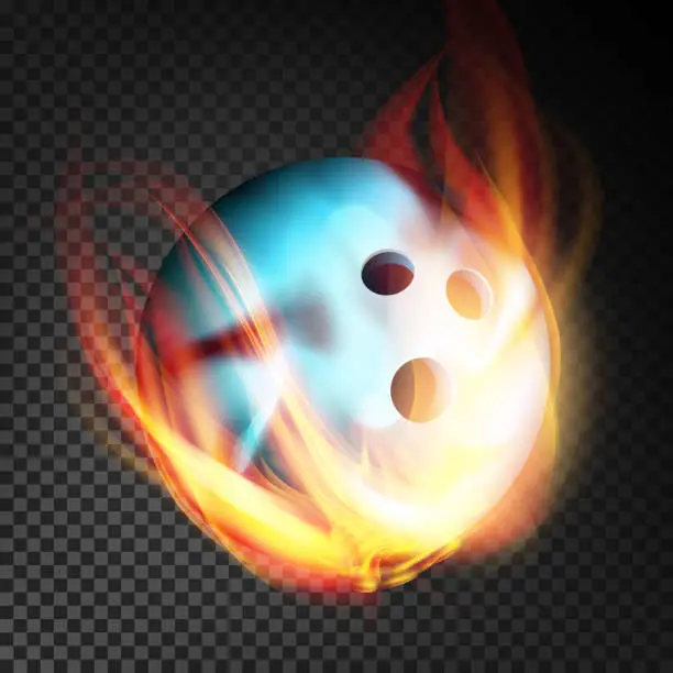 Vector illustration of Bowling Ball Vector Realistic. Bowling Ball In Burning Style Isolated On Transparent Background