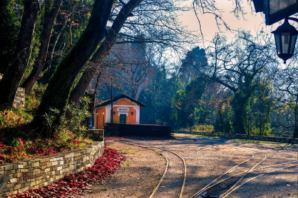 The old traditional train station located near the picturesque village named Milies. Milies Greece December 25 2015 -The old traditional train station located near the picturesque village named Milies. pilio greece stock pictures, royalty-free photos & images