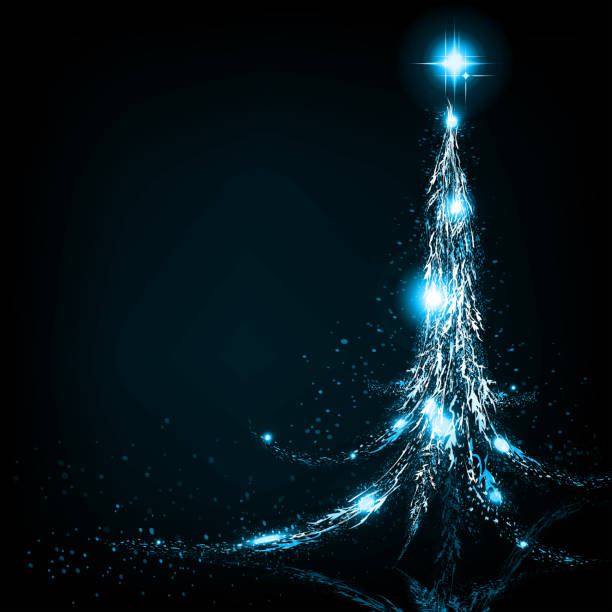 istock Christmas design with an abstract Christmas tree in blue, turquoise color 882201254