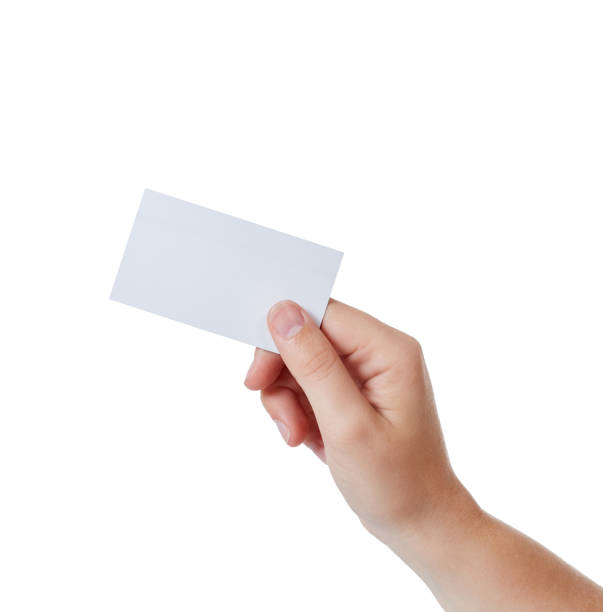 istock Right hand holds out blank business card 882201712
