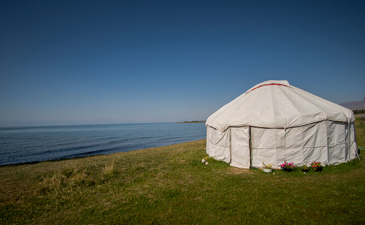 Traditional Kirghiz yurts camp at Issyk-Kul lake, Kyrgyzstan