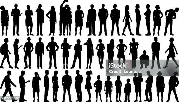 Incredibly Detailed People Silhouettes Stock Illustration - Download Image Now - In Silhouette, People, Outline
