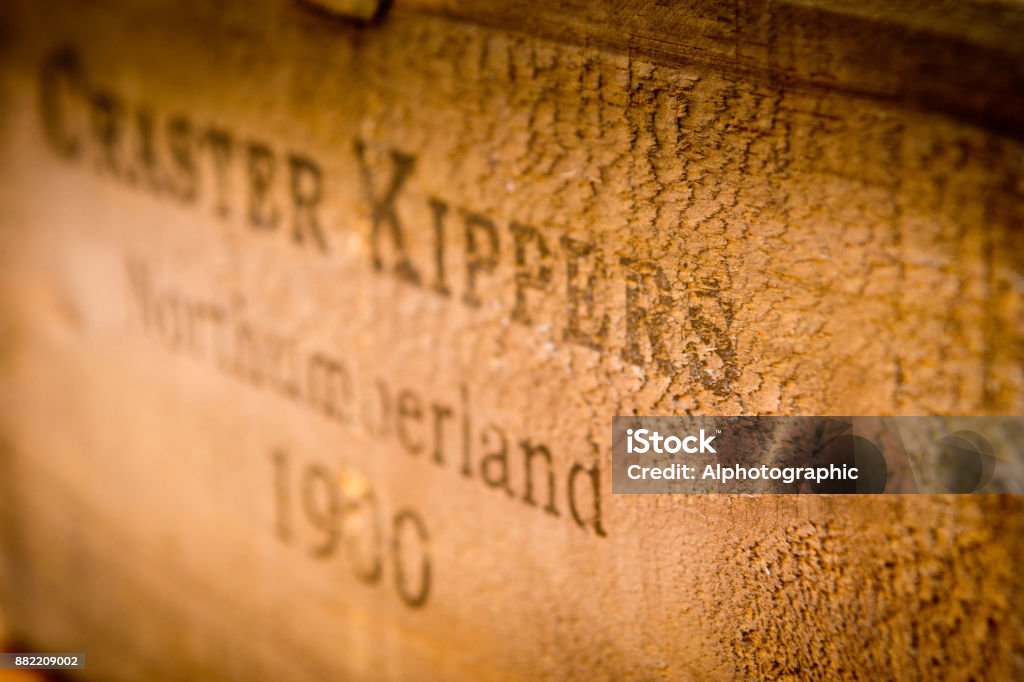 Wooden box for kippers A wooden box inscribed with the Craster kippers logo. Craster is a place rather than a company and it refers to a fishing village on the Northumberland coast. Craster Stock Photo