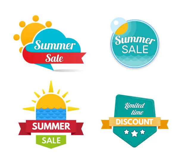 Vector illustration of Summer sale. Design banners and discount stickers. Special offer templates